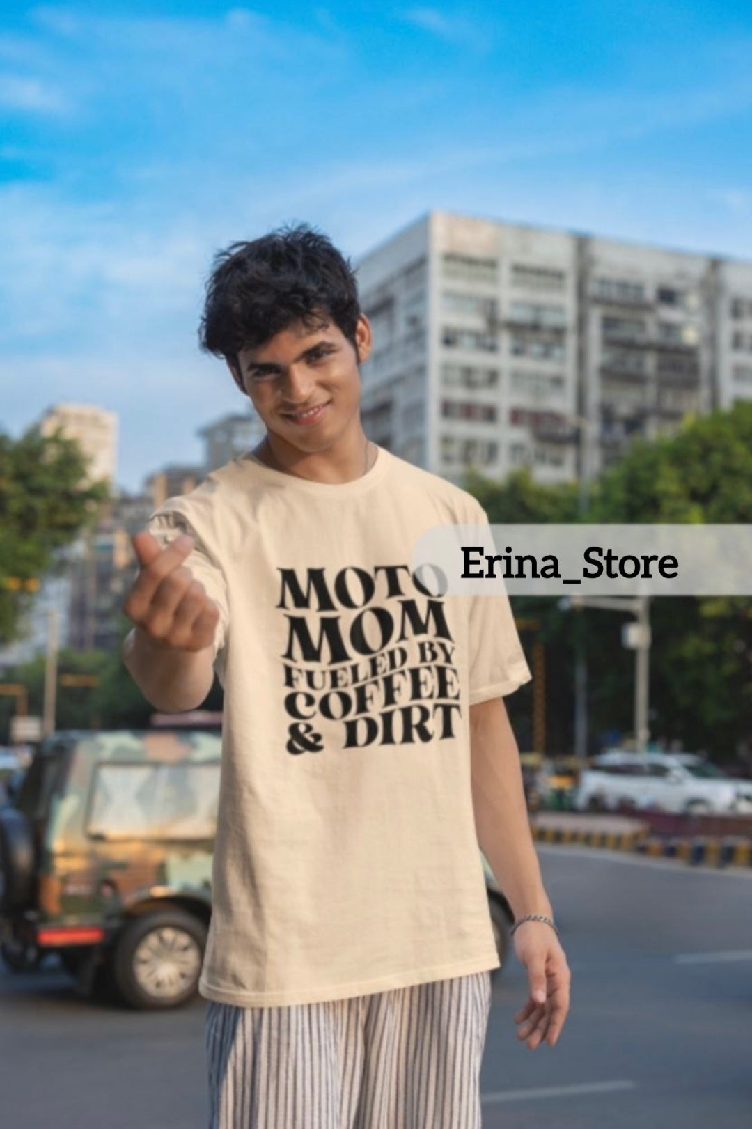 Men's "Moto Mom Tee – Fueled by Coffee, T- shirt Powered by Passion"