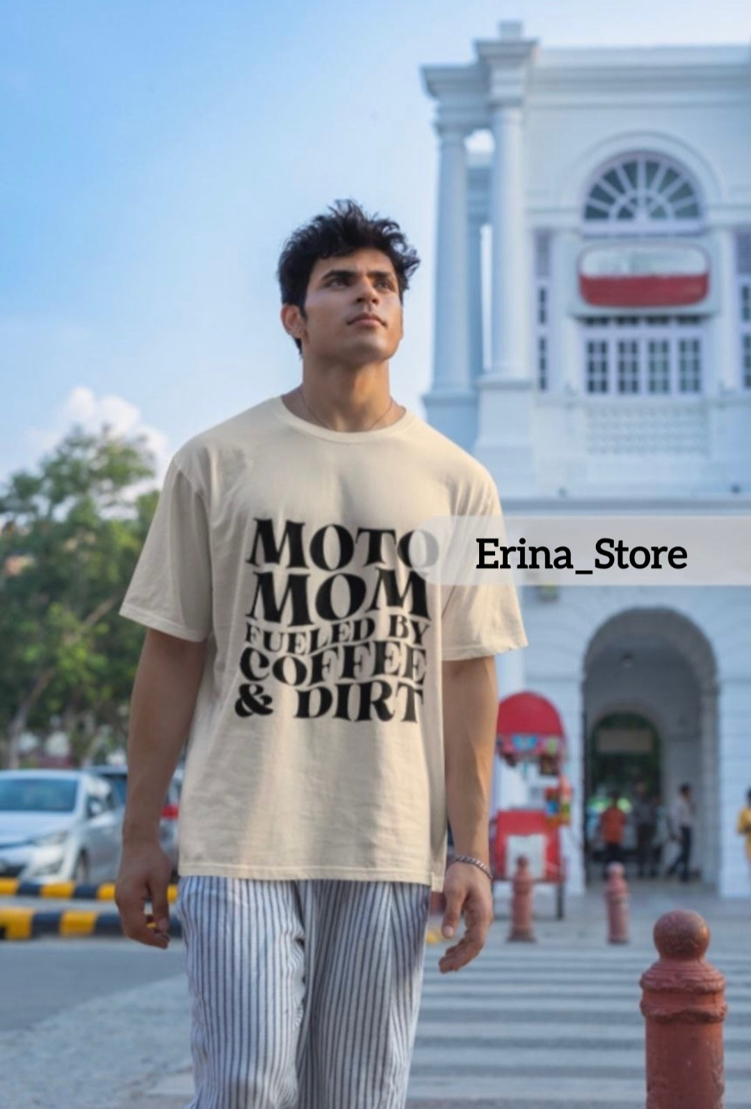 Men's "Moto Mom Tee – Fueled by Coffee, T- shirt Powered by Passion"